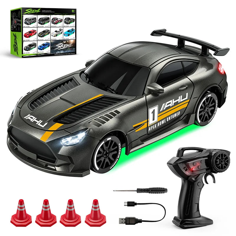 New 1/64 Mini Drift Car With Led Light Desktop Series Remote Control 4wd Racing Micro Card Van Gtr Boy Toy Gift