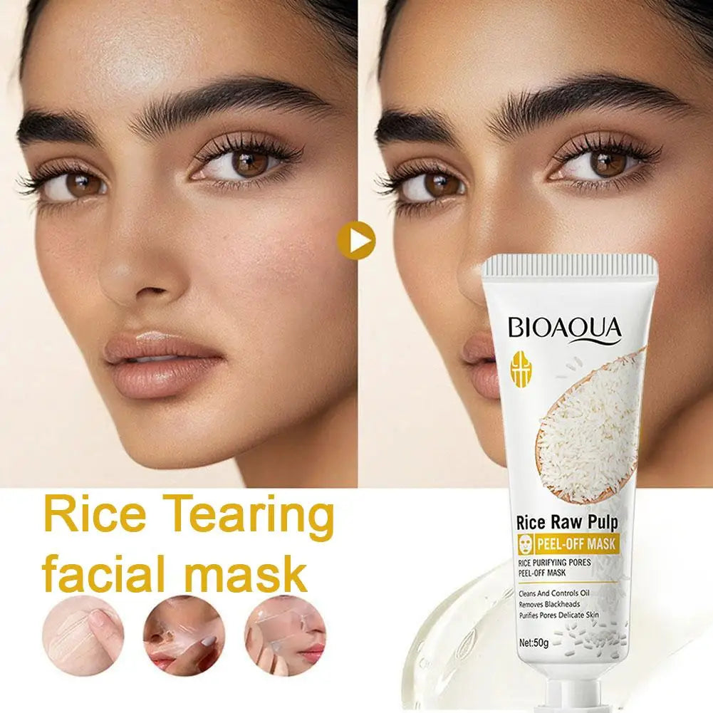 BIOAQUA Rice Raw Pulp Face Peel Off Mask Purifying Pores Clean Whitening Remove Blackheads Peeling Facial Masks Skin Care