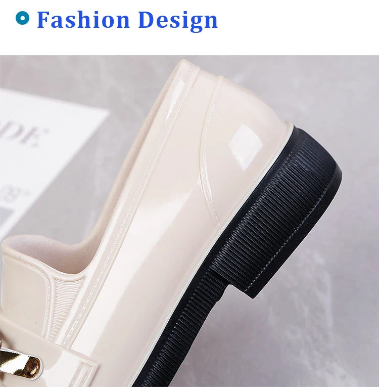 Rain Boots Women Diamond Chain Waterproof Water Shoes Top Quality Women's Rubber Shoes Oil-resistant Non-slip Kitchen Galoshes