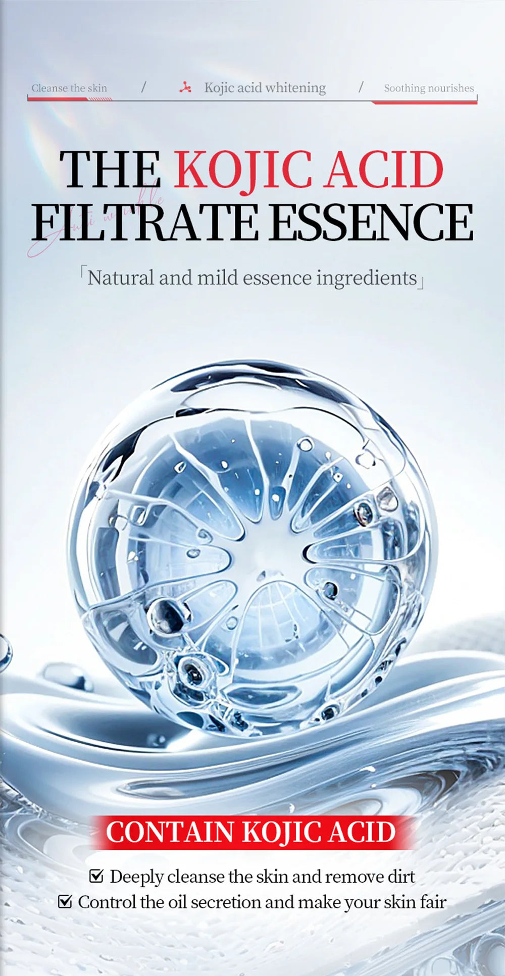 Kojic Acid Whitening Cleansing Soap, Facial And Body Soap Containing Niacinamide And Hyaluronic Acid, With A Foaming Net.
