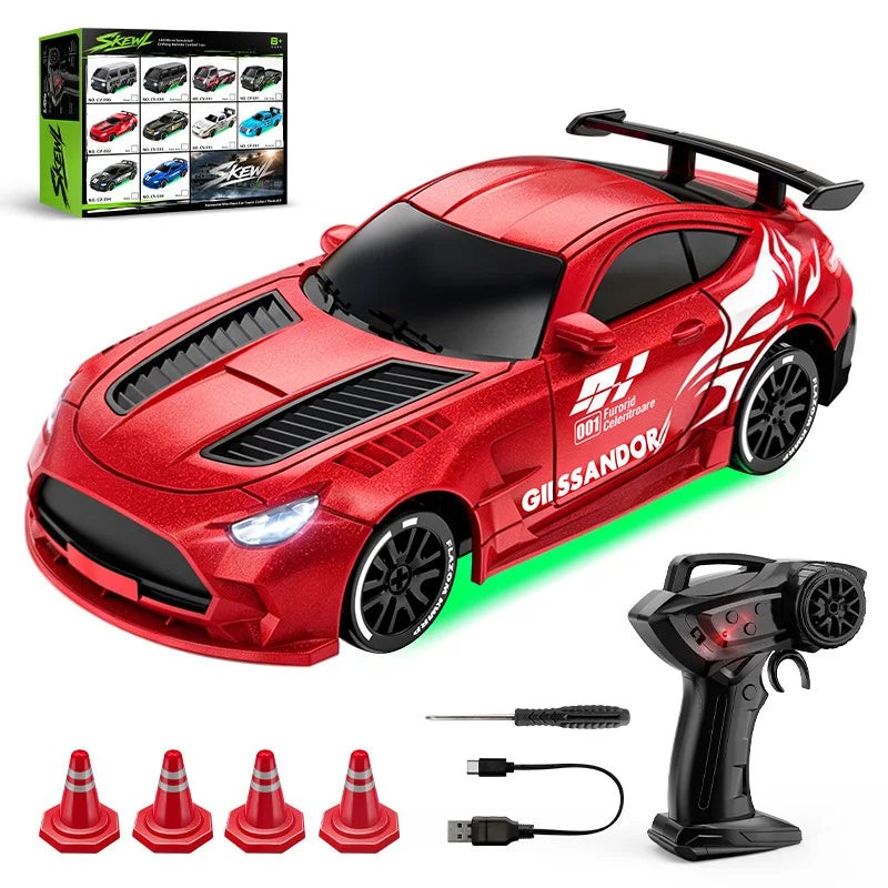 New 1/64 Mini Drift Car With Led Light Desktop Series Remote Control 4wd Racing Micro Card Van Gtr Boy Toy Gift