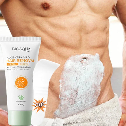 Bioaoua Aloe Vera Gentle Hair Removal Cream, 60G/Tube, Fast Hair Removal, No Harm to the Skin