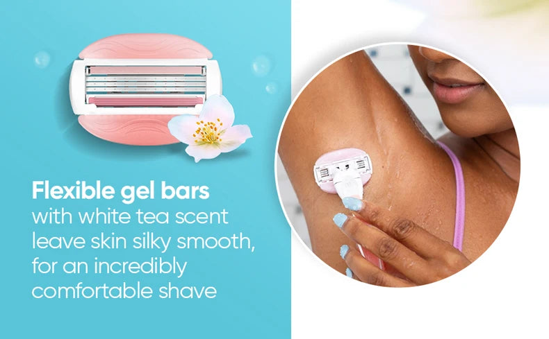 Gillette Venus ComfortGlide Womens Razor White Tea Scented Gel Bar Protects Against Skin Irritation 3 layers Shaving Body Hair