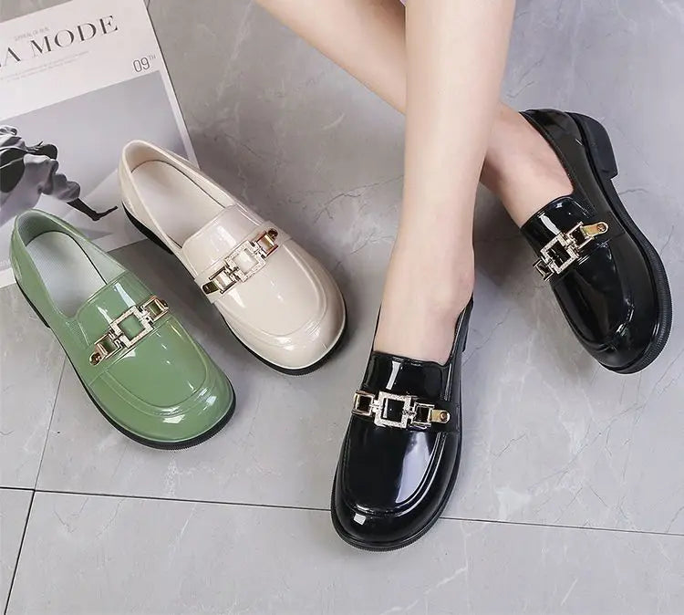 Rain Boots Women Diamond Chain Waterproof Water Shoes Top Quality Women's Rubber Shoes Oil-resistant Non-slip Kitchen Galoshes