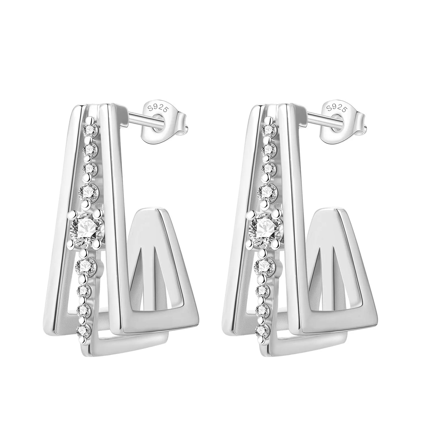 CYCUFF S925 Sterling Silver Zircon Simple Geometry Big Double Ring Earrings Birthday Party Gift Trend 2025 Jewelry Women Earring