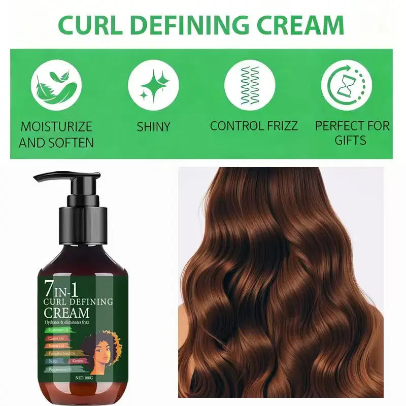 Water Ice Levin 7in1 Curl Defining Cream, 100g, With Rosemary & Castor Oil, Hydrates, Defines Shiny Curls & Eliminates Frizz