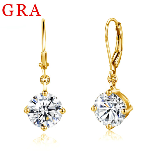 Redwood Brand Total Is 2.4ct 7mm Round Cut Moissanite Drop Earrings With Certificate Wedding Partry Jewelry For Women Trend Gift