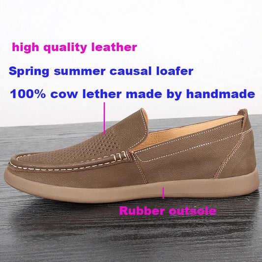 EAGSITY High quality Cow leather outdoor casual shoes slip on Men's loafer shoes slip on retro sneaker work shoes