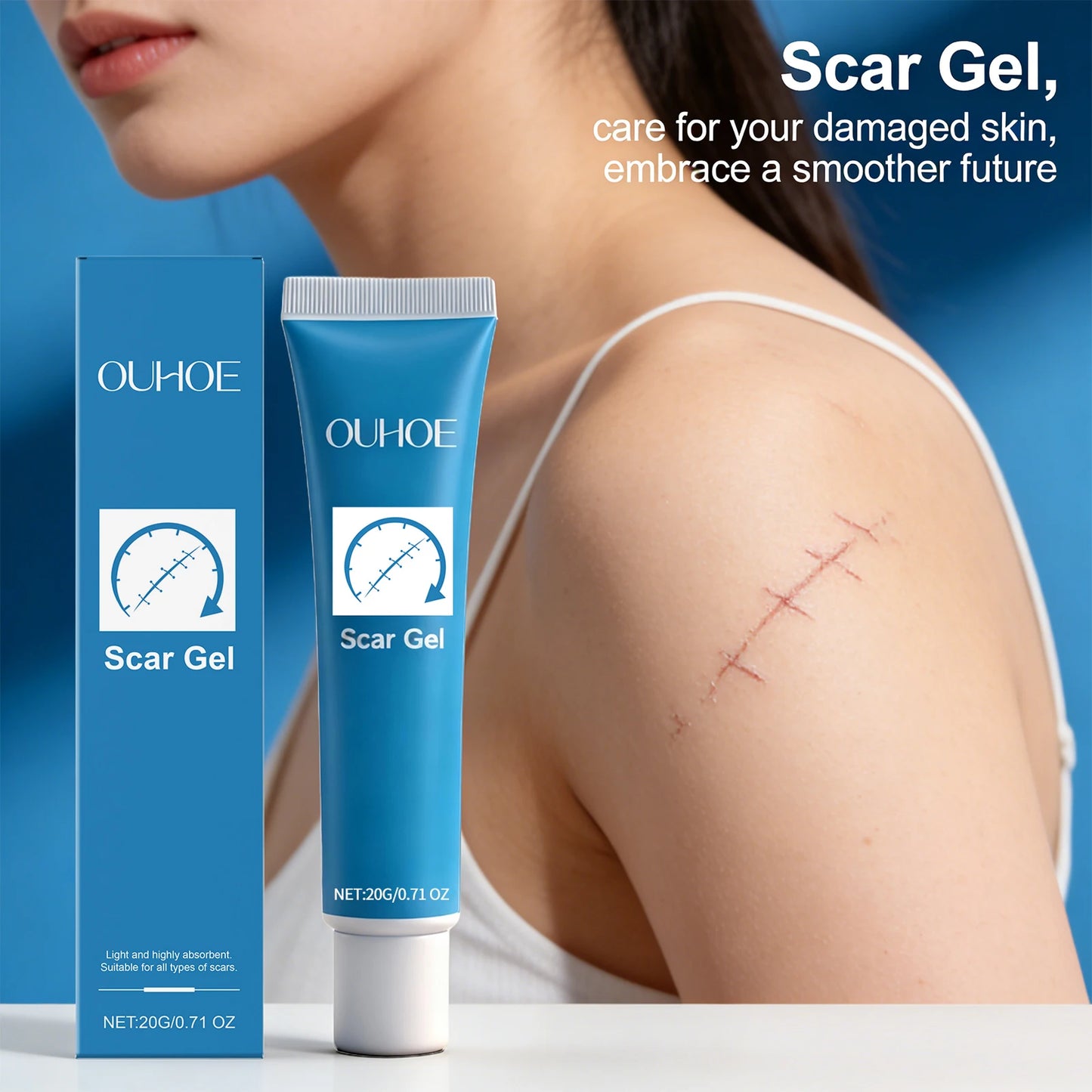 Ouhoe Scar Gel Scar Repair Cream Fade-Out Scald Scar Skin Wound Cream Stretch Marks Acne Marks Repair Gel Skin Care Products