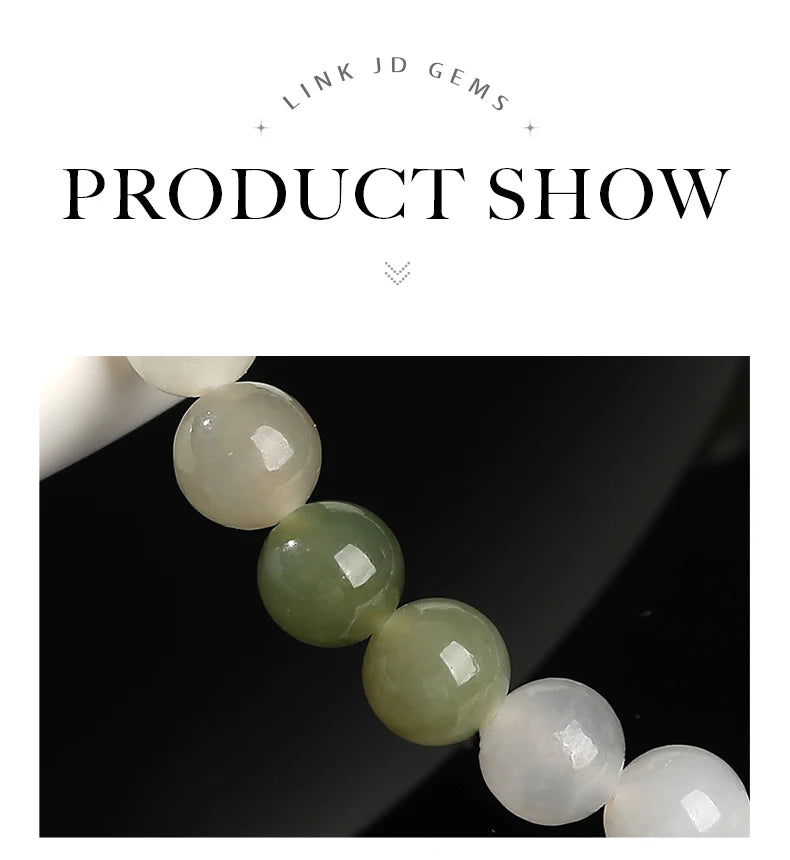 JD Natural Stone Colorful Hetian Jade Duobao Nephrite Bracelet Women Charm Lucky Reiki Healing Stretch Bangles Hand String Gift
