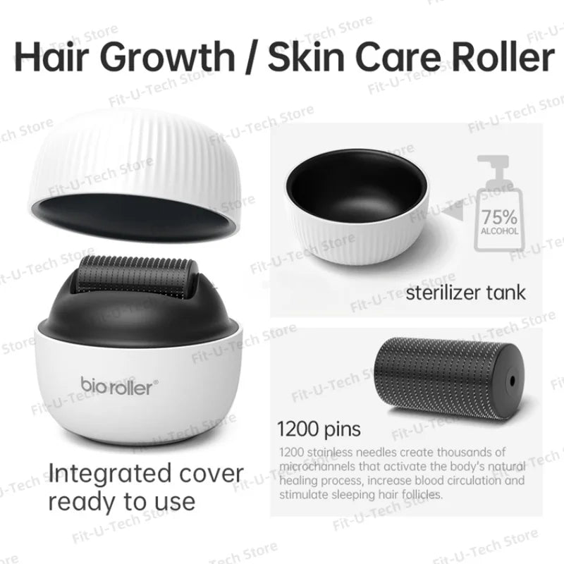 1200PIN Titanium Microneedle Derma Rolling Roller for Beard Hair Growth Anti-Acne Scar Wrinkle Removal Facial Skin Tightening