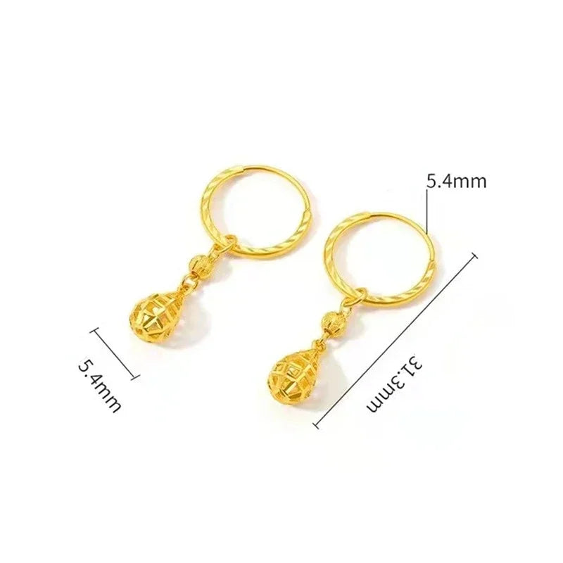 Fine Jewelry 14K Real Gold Water Drop Earrings for Women Fashion Gold Color Earrings Wedding Party Christmas Jewelry Gifts