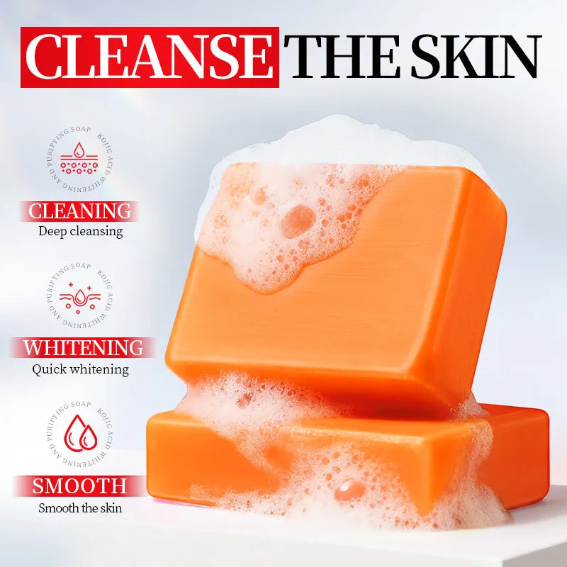 Kojic Acid Whitening Cleansing Soap, Facial And Body Soap Containing Niacinamide And Hyaluronic Acid, With A Foaming Net.