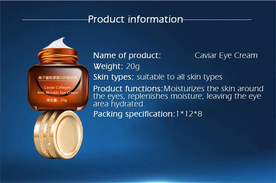 Moisturizing Face Serum and Cream Brighten Firming Anti-wrinkle Collagen Pre-Essence Caviar Eye Cream Dark Circle Eyebag Remover