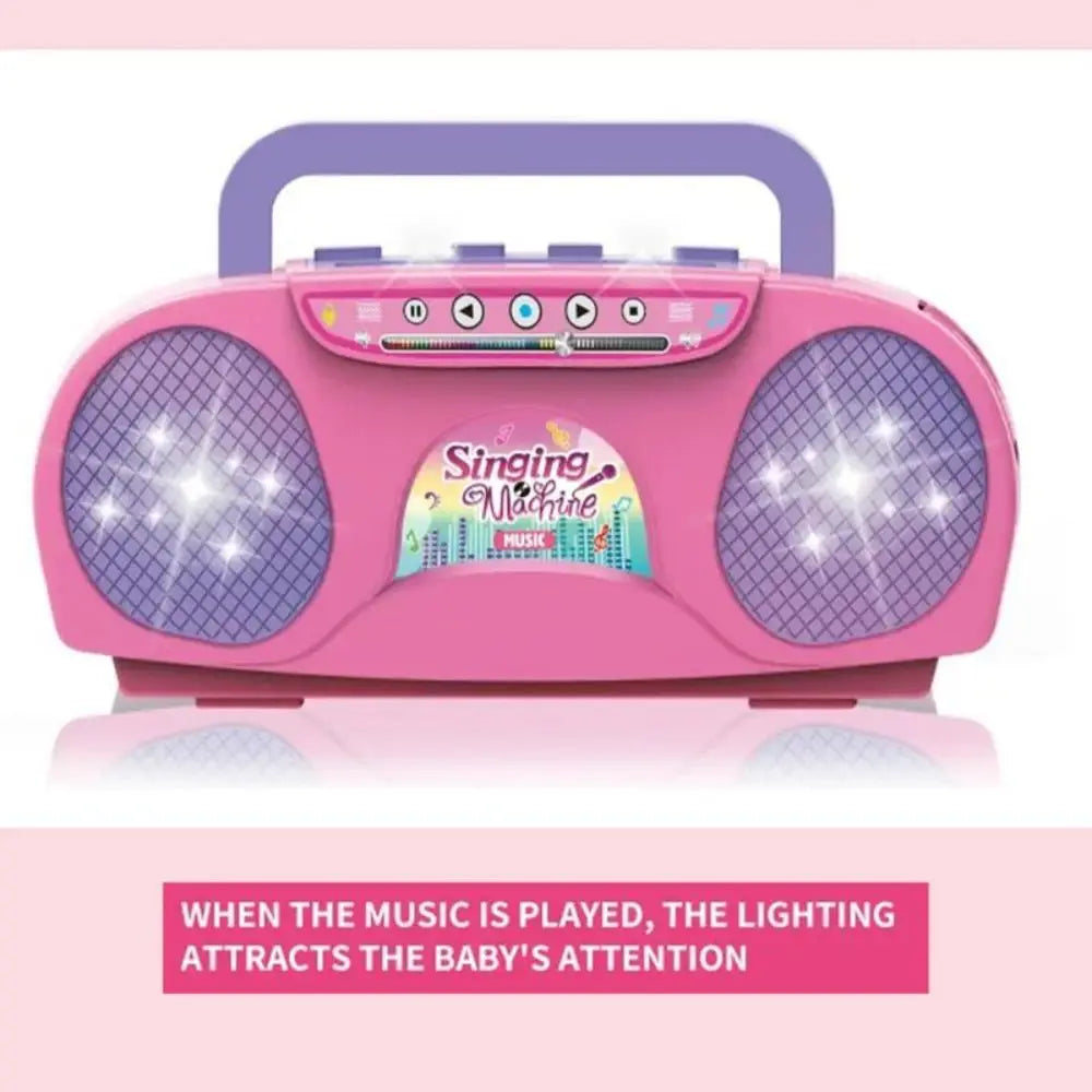 Singing Microphone Machine Kids Portable Karaoke Music Instrument With Lights Connect Phone Toys For Girl Boy Educational Gifts