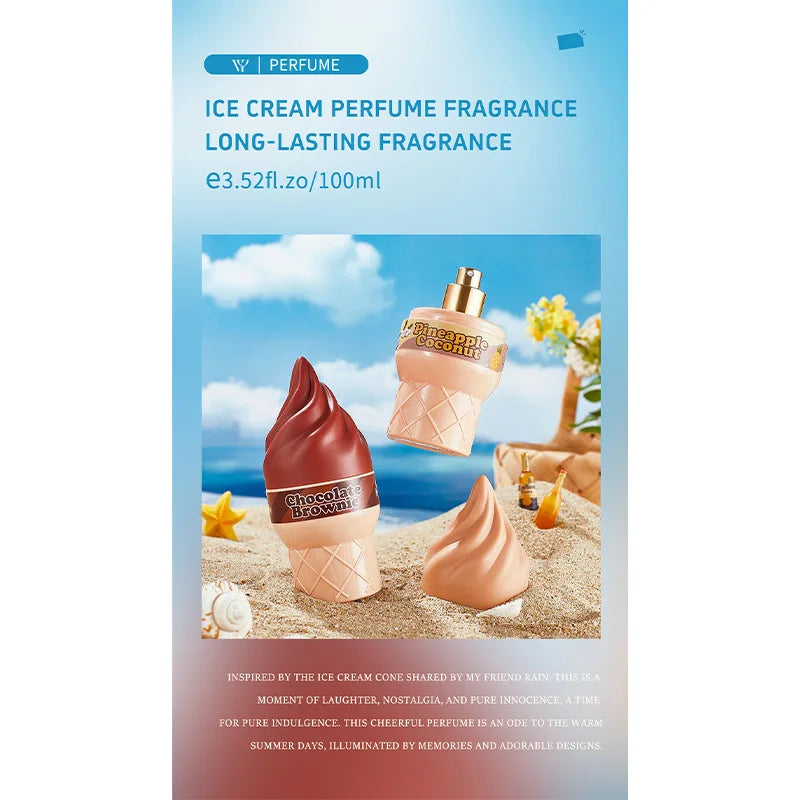 Sweet Ice Cream Perfume For Women, Delicious Gourmand Fragrance With Bergamot, Long Lasting Vanilla Perfume Oil Eau De Toilette