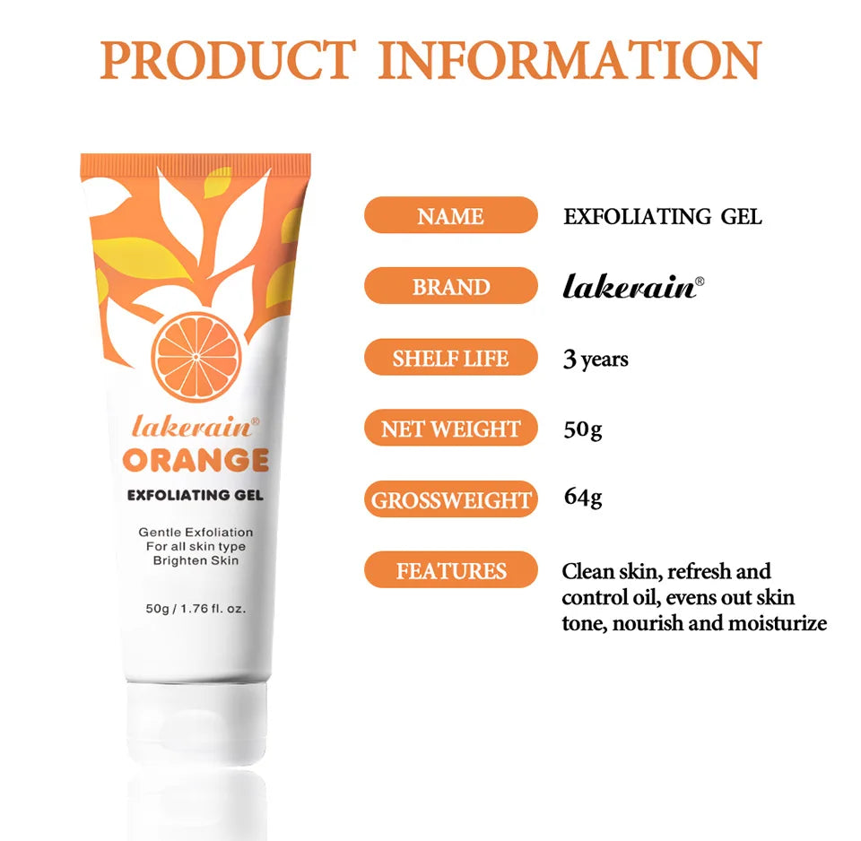 50ml Orange Exfoliateing Gel Dead Spot Remover Brighten Peeling Gentle Repair Scrub Whiten Hydrating Moisturizer Women Skin Care