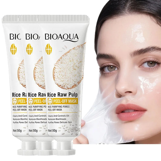 BIOAQUA Rice Raw Pulp Face Peel Off Mask Purifying Pores Clean Whitening Remove Blackheads Peeling Facial Masks Skin Care