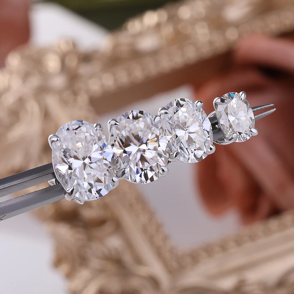 Certified 1-4CT Oval Moissanite Stud Earrings for Women 925 Sterling Silver Sparkling Gems Lab Diamond Ear Studs Wedding Jewelry