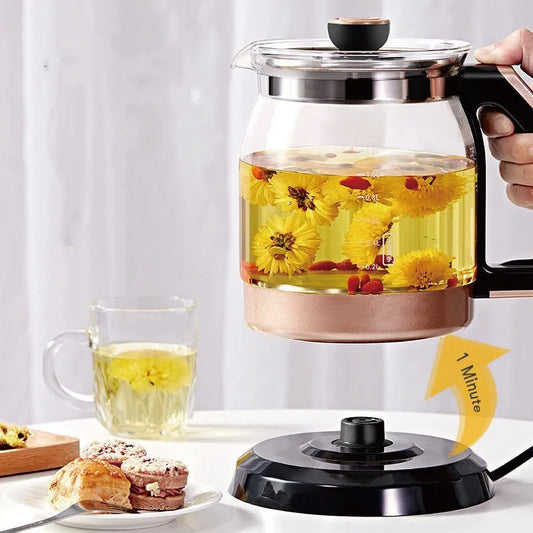 1.2L Electric Tea Maker Smart Electric Kettle Office Glass Flower Teapot 24h Appointment Stew Boil Kettle Multifunctional 700W