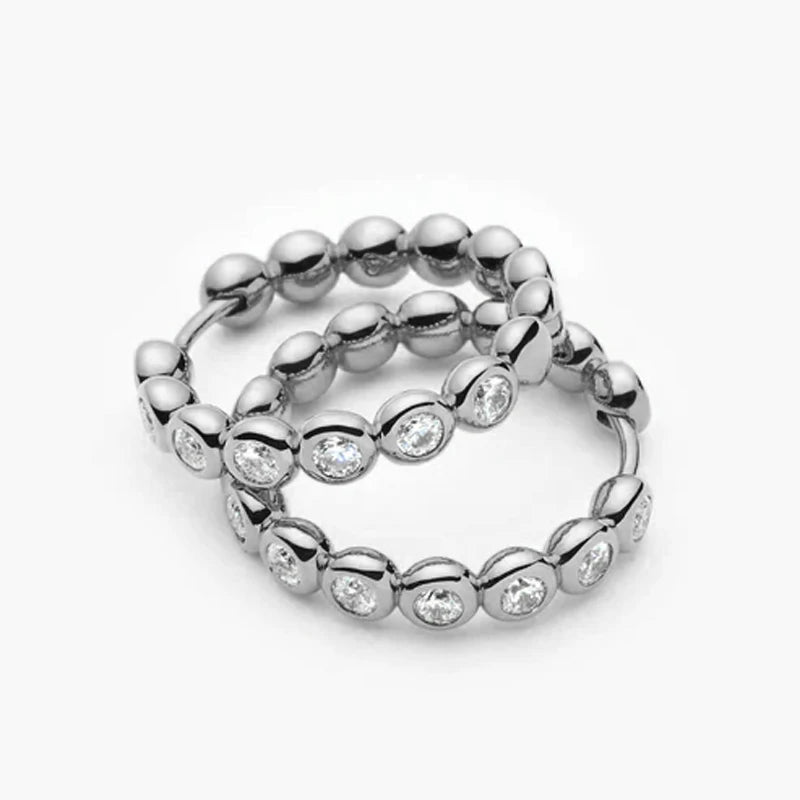 Lnkry Test Passed 2.5mm Moissanite Bubble Stye Hoop Earring For Women 14k Gold Filled Round Circel Earrings Jewelry Gift