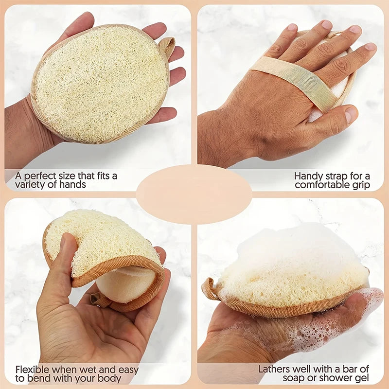【Natural Loofah Body Scrubber Soft Exfoliating Sponge Shower Brush Cleaner Pad Body Skin Care Tool Bath Exfoliator Shower Puff】