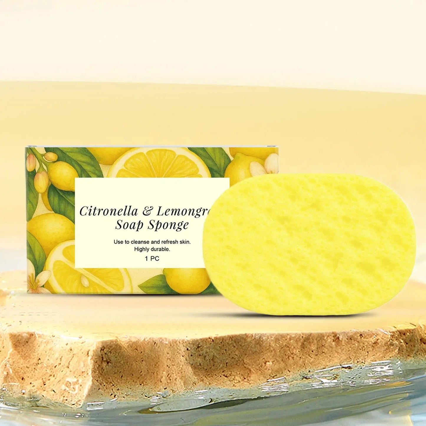 Lemongrass Lemon Bath Sponge Exfoliating Remove Oil Control Daily Body Cleansing Refreshing Brightening Skin Shower Use