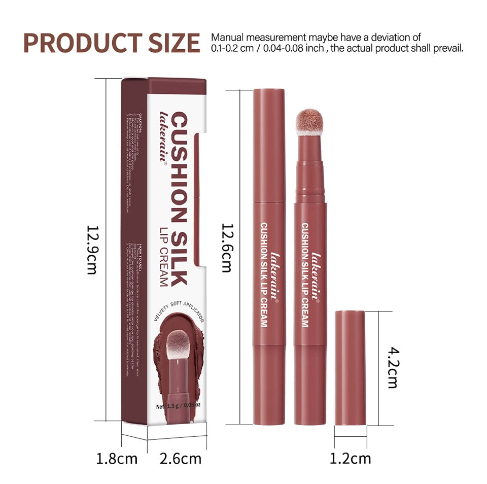 Cushion Silk Lip Cream Long Lasting Wear Waterproof Non Transfer Formula Matte Velvety Finish Lip Glaze Natural Cosmetics