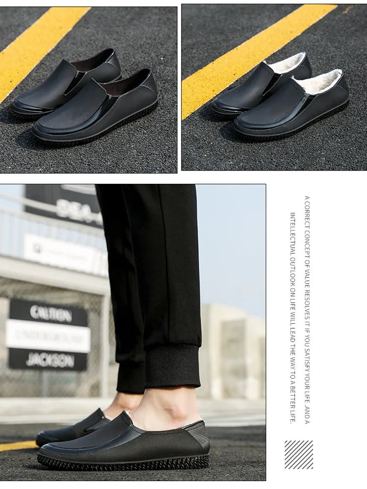 Rain Shoes Men's Low - Top Short Rain Boots Waterproof Shoes Non-slip Light Rubber Shoes Slip on Men Galoshes Trend Fishing Shoe
