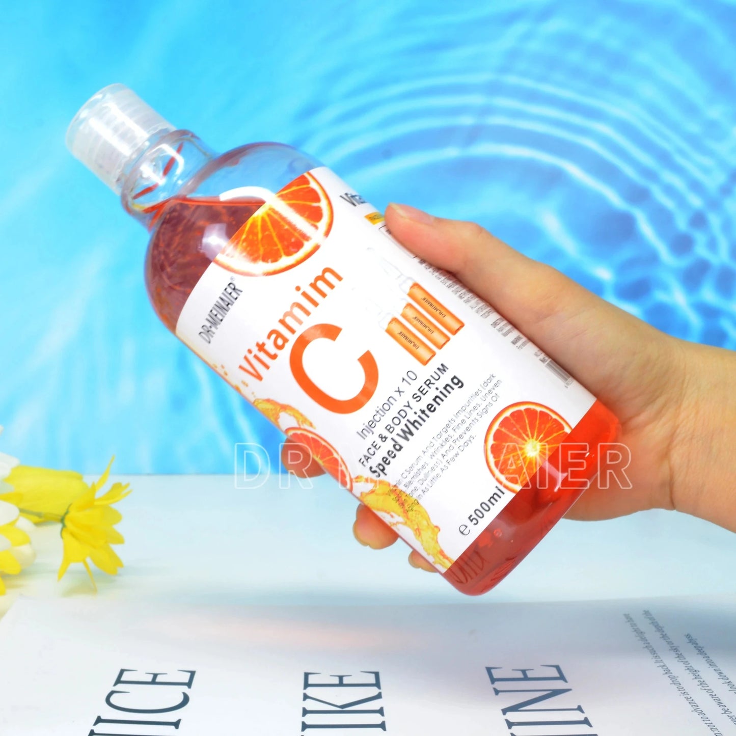 500ML Vitamin C AHA HYALURONIC& NICOTINAMIDE Face Serum Spots Eraser Corrector Whitening Moisturizing Lightening Body Cream