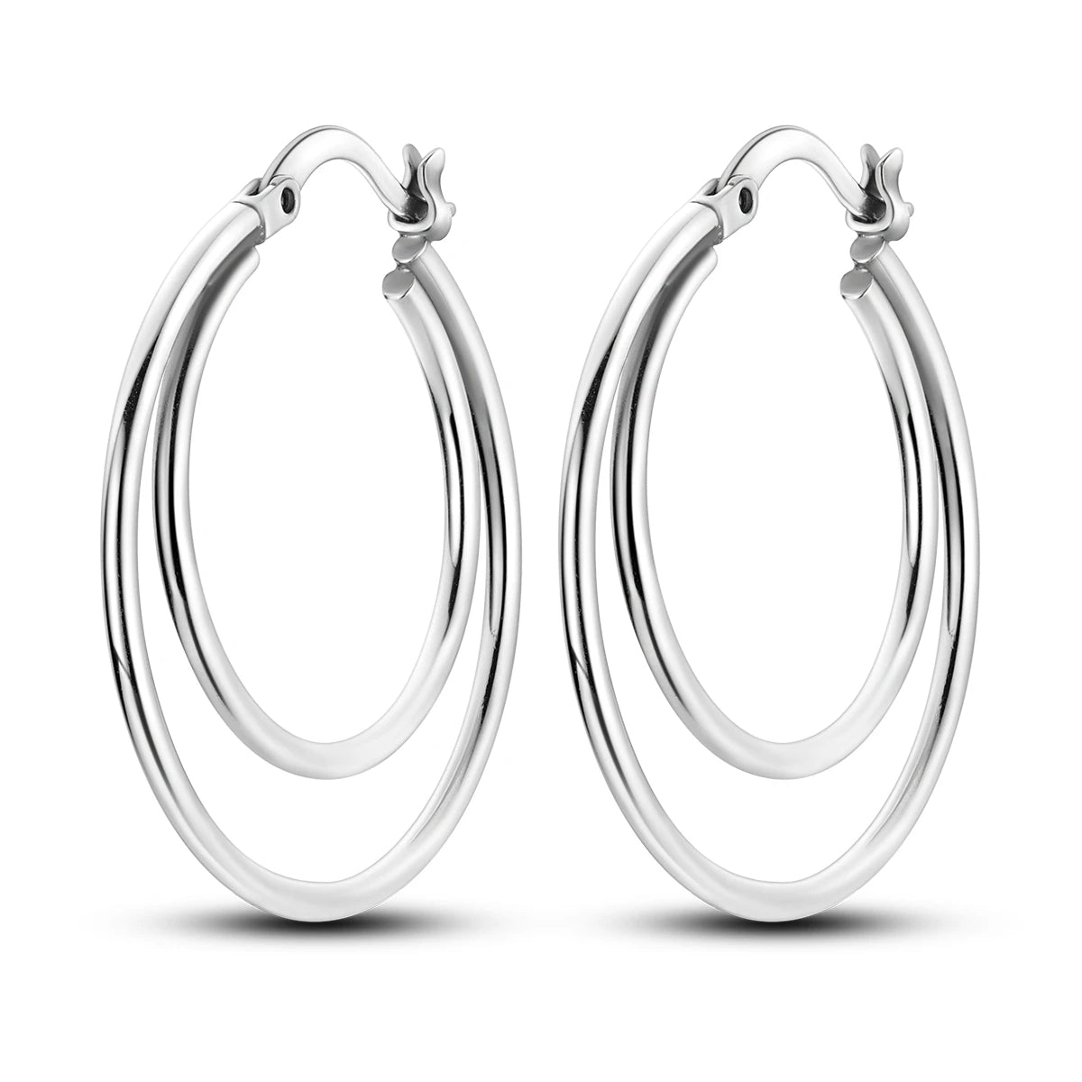 CYCUFF S925 Sterling Silver Zircon Simple Geometry Big Double Ring Earrings Birthday Party Gift Trend 2025 Jewelry Women Earring