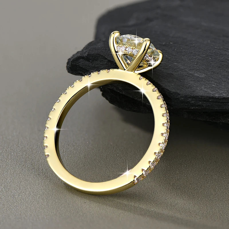Lnngy Certified 8mm 2ct Moissanite Solitaire Ring 14K Gold Filled Engagement Rings For Women Wedding Party Jewelry Gift