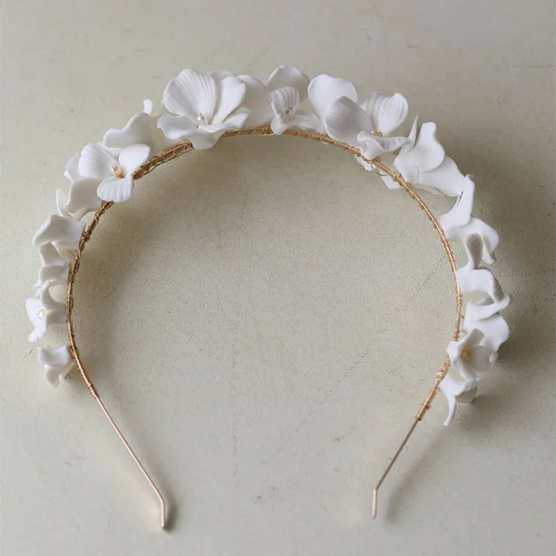 SLBRIDAL Handmade Luxury Rhinestones Freshwater Pearls Ceram Flower Bridal Tiara Wedding Bridesmaids Crown Women Hair Jewelry