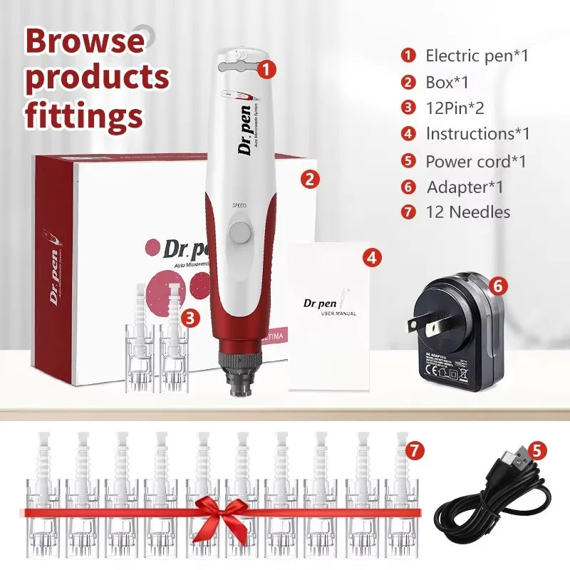 Derma Pen Ultima N2 Professional Micro Skin Pen Wireless Electric Skin Repair Tool Kit 0.25mm Needle Skin Care Device