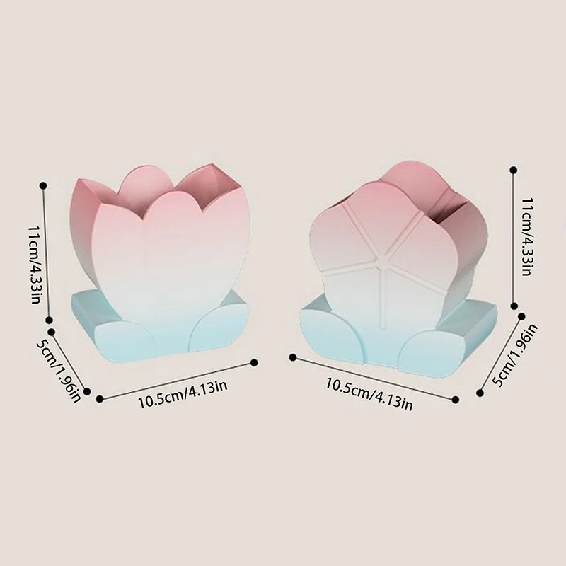 Cute Multifunctional Caramel Pudding Jelly Lotus Makeup Brush Storage Bucket Large Capacity Desktop Ornament Creative Pen Holder