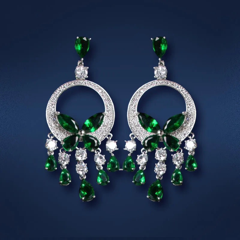 Creative Round Butterfly Earrings for Women Sparkling Rhinestone Water Drop Tassel Earring Elegant Fashion Jewelry Dress Gift C1