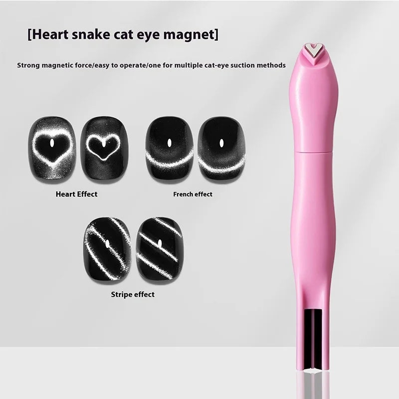3 in 1 Cat Eye Nail Magnetic Stick Love Heart Snake Pattern French Cat Eye Nail Magnet UV Gel Polish Effect Manicure Design Tool