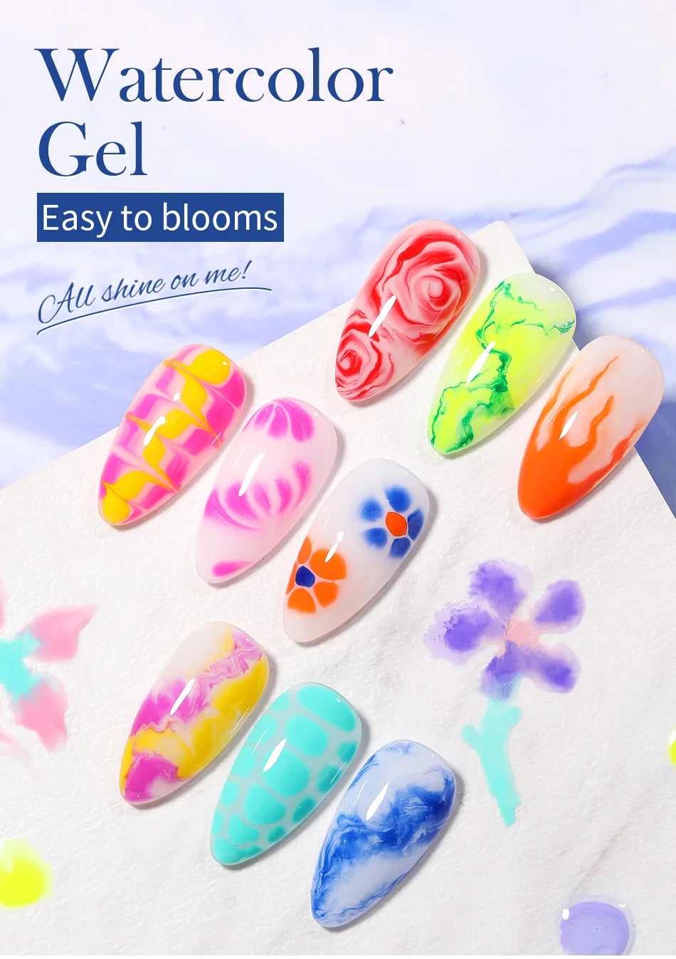 BORN PRETTY 10ml Clear Blossoming Gel Nail Polish Watercolor Spreading Effect Marble UV LED Soak Off Nail Art DIY Hybrid Varnish
