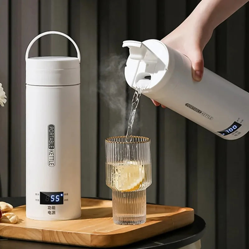 500ML Electric Kettles Portable Tea Coffee Kettle Travel Boil Water Thermal Cup Keep Warm Thermo Anti-Scald Water Bottle