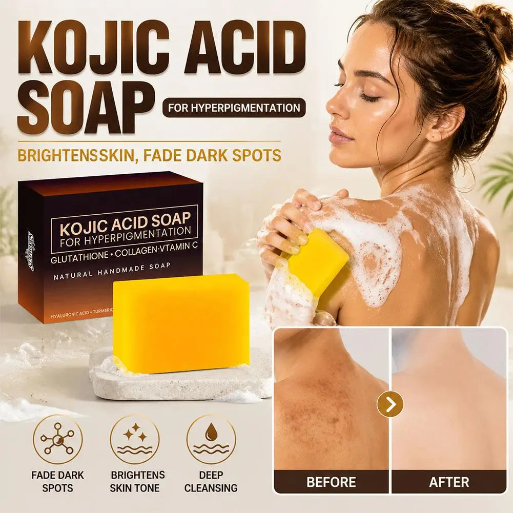 1/2Pack Kojic Acid Soap Handmade Soap Bar with Vitamin C, Retinol & Collagen, Skin Care Cleansing Dark Spot for Body & Face Wash