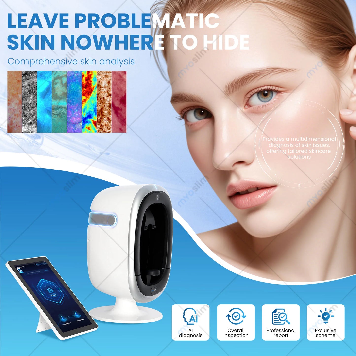 AISIA  O1 3D AI Facial Skin Analyzer Detection Skin Problem Diagnosis 8 Spectrum Professional Analysis Beauty Salon Equipment