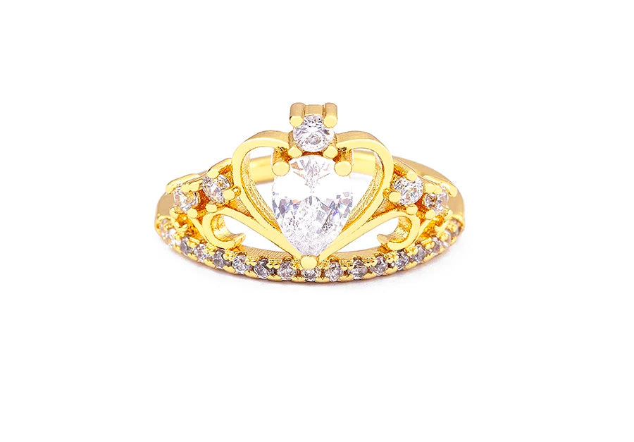 Nidin New Design Crown-Shaped Hollow Inlaid Shiny Rhinestone Open Ring Women Temperament Zircon Adjustable Jewelry Wedding Gift