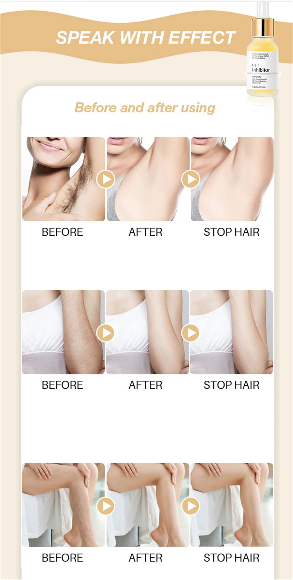Permanent Hair Inhibition Serum Painless Hair Remover Armpit Legs Arms Hair Growth Inhibitor Depilatory Body Cream Care For Men