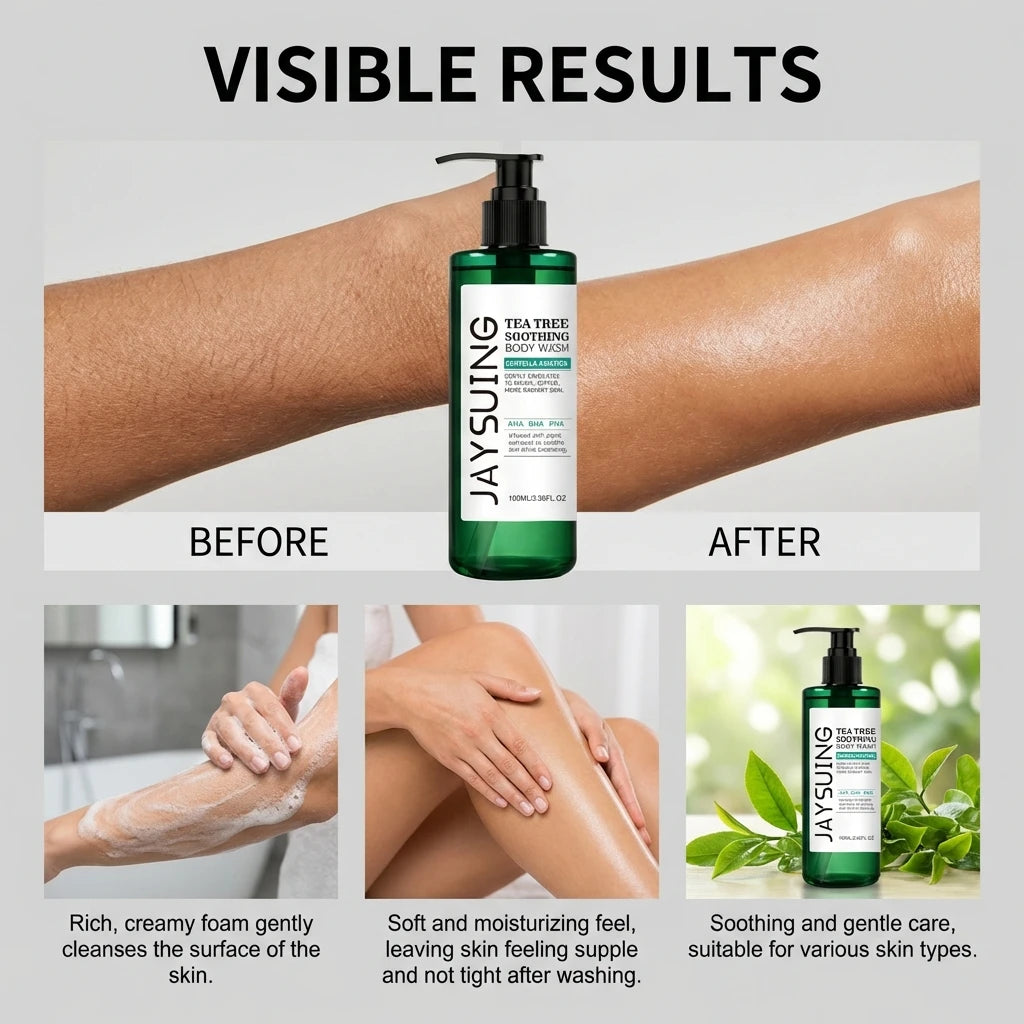 Tea Tree Shower Gel Exfoliating Lasting Aroma Refreshing Control Oil Hydrate Rich Foam Body Wash Soothing Moisturize Bath Lotion
