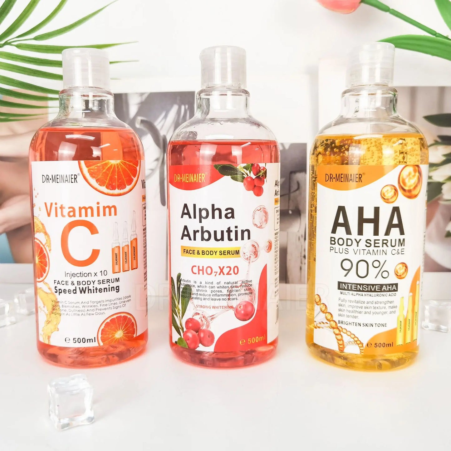 500ML Vitamin C AHA HYALURONIC& NICOTINAMIDE Face Serum Spots Eraser Corrector Whitening Moisturizing Lightening Body Cream