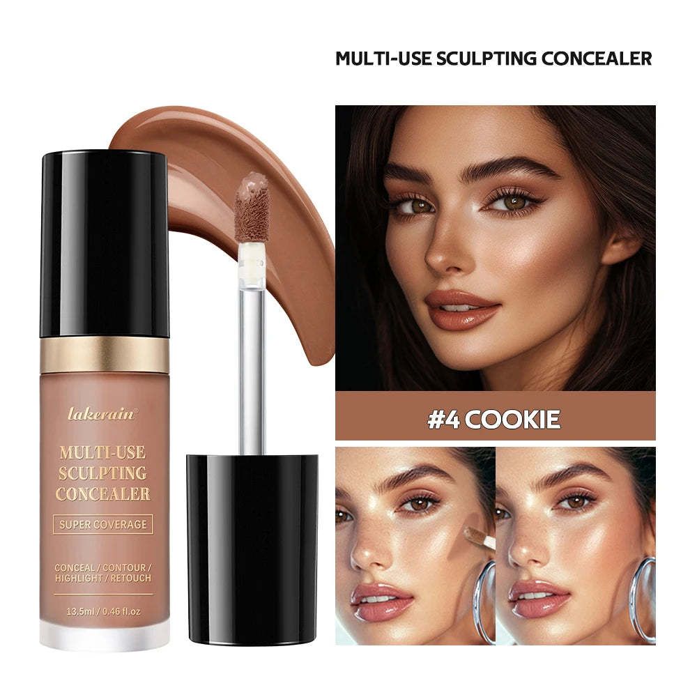 Multi-Use Foundation Long-lasting Matte Waterproof Oil Hight Full Coverage Highlight and Retouch Face Makeup for Women Lakerain