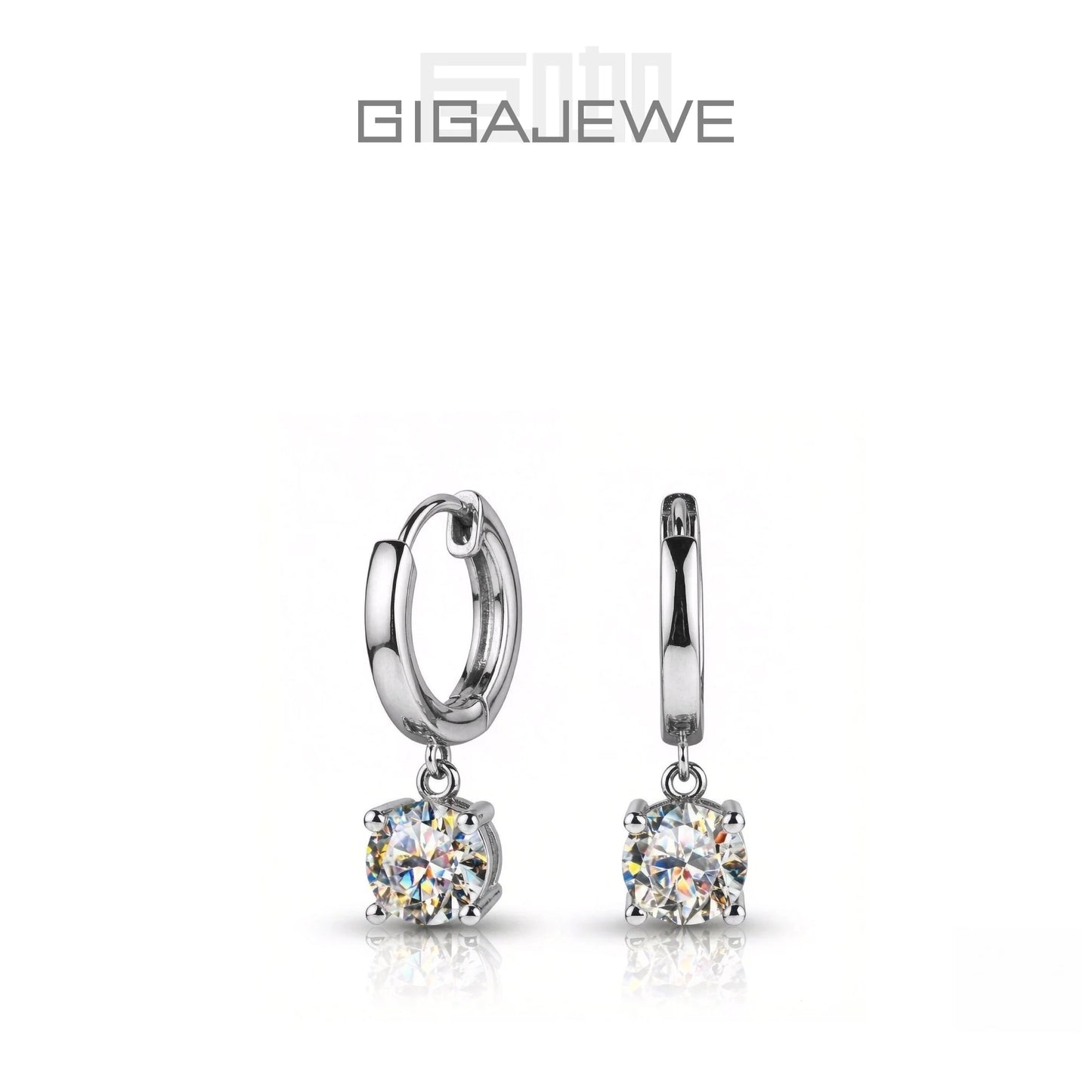 GIGAJEWE Moissanite White D VVS1 Total 2ct 925 Silver Drop Earring 18K Gold Plated Diamond Test Passed Jewelry Woman Girl Gift