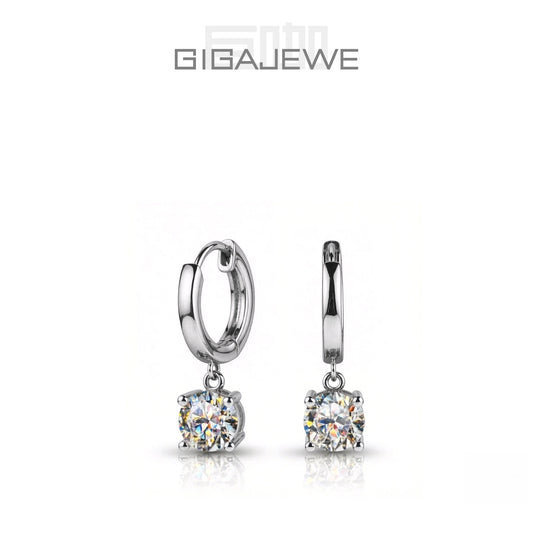 GIGAJEWE Moissanite White D VVS1 Total 2ct 925 Silver Drop Earring 18K Gold Plated Diamond Test Passed Jewelry Woman Girl Gift