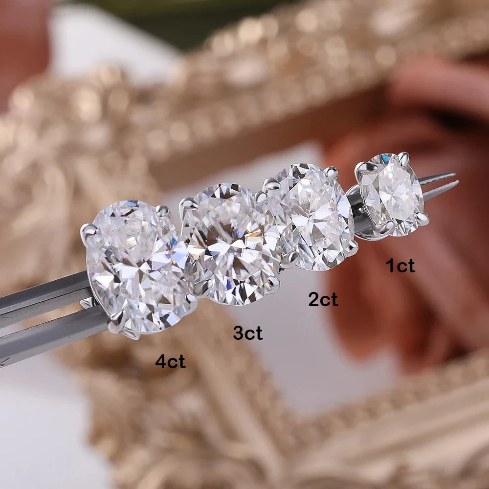 Certified 1-4CT Oval Moissanite Stud Earrings for Women 925 Sterling Silver Sparkling Gems Lab Diamond Ear Studs Wedding Jewelry