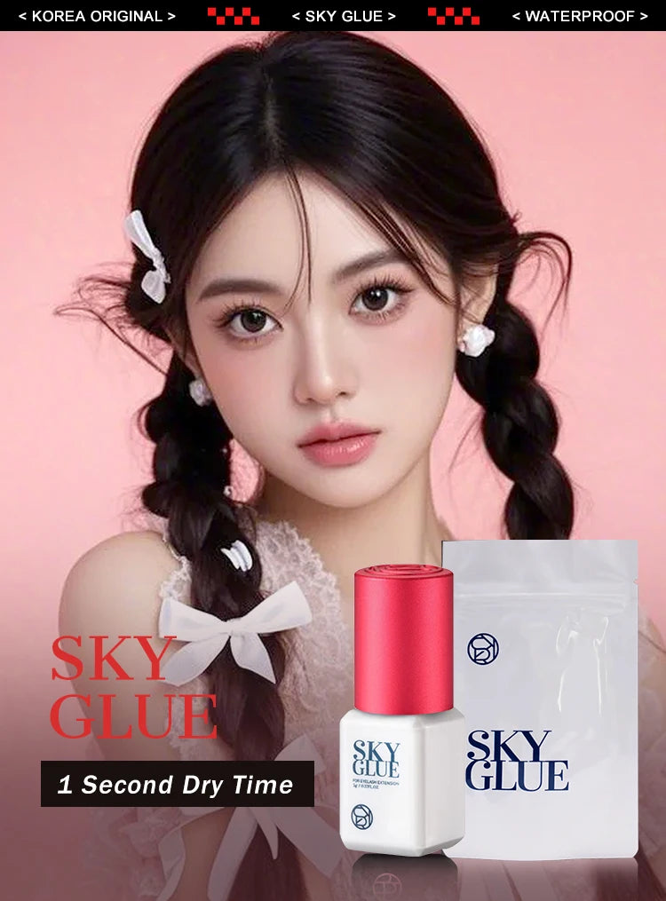 1 Bottle SKY S+ Glue for Eyelash Extensions 5ml Korea SKY Red Blue Black Cap Cola 0.5s Fast Drying Lash Glue Original Supplies